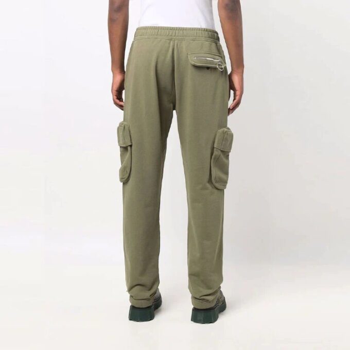 Off-White Men’ s FW21 Solid Color Cargo Pocket Sports Pants/Trousers/Joggers Loose Fit Brown