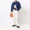 Off-White Men’ s FW21 Tie Dye Pattern Colorblock Knit Round Neck Pullover Wool Sweater Loose Fit White