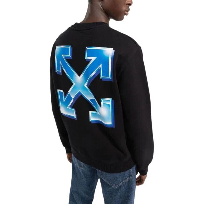 Off-White Men’ s FW22 Alphabet Logo Printing Round Neck Long Sleeves Version Black