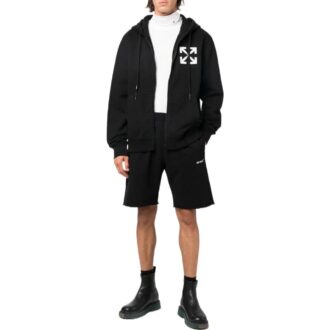 Off-White Men’ s FW22 Arrow Logo Printing Hooded Jacket Version Black Off-White Men’ s FW22 Arrow Logo Printing Hooded Jacket Version Black