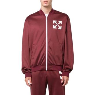 Off-White Men’ s FW22 Arrow Pattern Printing Zipper Casual Jacket Loose Fit Red Off-White Men’ s FW22 Arrow Pattern Printing Zipper Casual Jacket Loose Fit Red