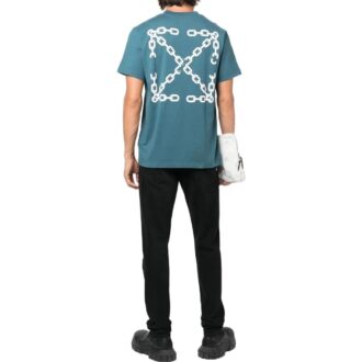 Off-White Men’ s FW22 Arrow Printing Round Neck Short Sleeve Ordinary Version Blue T-Shirt Off-White Men’ s FW22 Arrow Printing Round Neck Short Sleeve Ordinary Version Blue T-Shirt