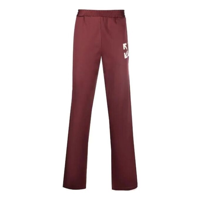 Off-White Men’ s FW22 Arrow Printing Straight Sports Pants/Trousers/Joggers Version Red