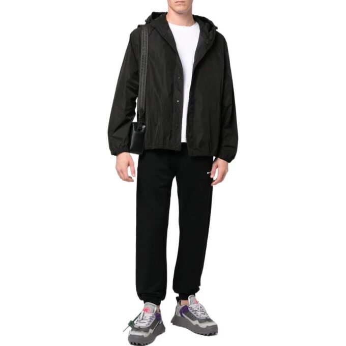 Off-White Men’ s FW22 Back Classic Logo Printing Hooded Jacket Ordinary Version Black