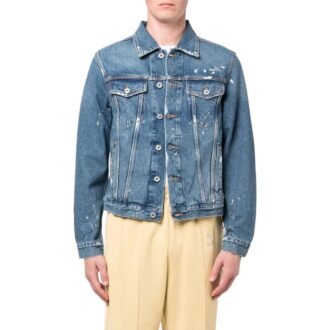 Off-White Men’ s FW22 Back Print Lapel Long Sleeves Denim Version Blue Jacket Off-White Men’ s FW22 Back Print Lapel Long Sleeves Denim Version Blue Jacket