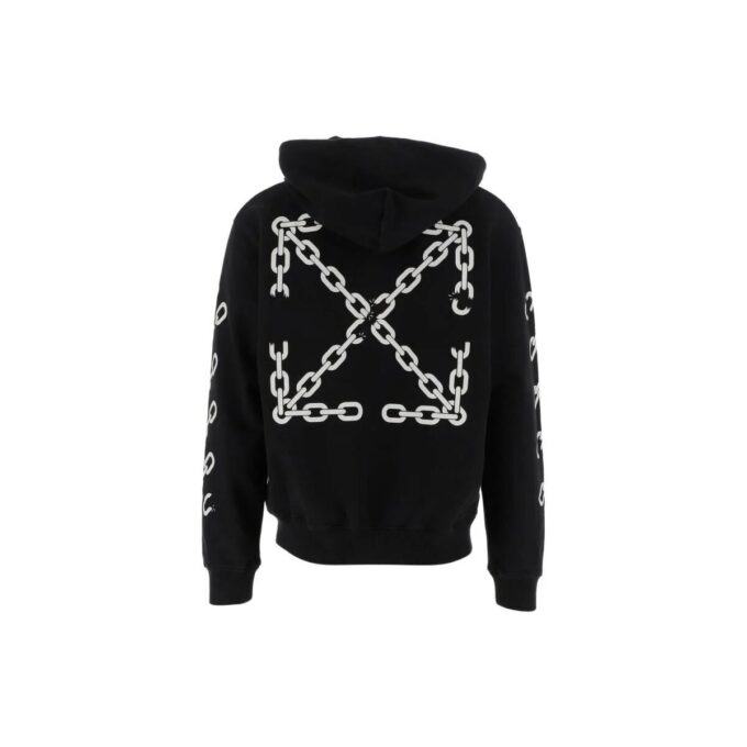 Off-White Men’ s FW22 Chain Logo Printing Zipper Loose Fit Autumn Black