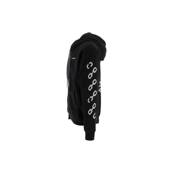 Off-White Men’ s FW22 Chain Logo Printing Zipper Loose Fit Autumn Black