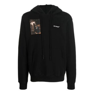 Off-White Men’ s FW22 Character Printing Hooded Long Sleeves Loose Fit Black Off-White Men’ s FW22 Character Printing Hooded Long Sleeves Loose Fit Black