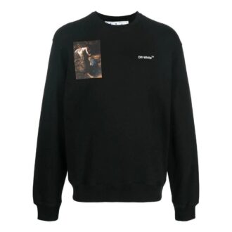 Off-White Men’ s FW22 Character Printing Round Neck Long Sleeves Loose Fit Black Off-White Men’ s FW22 Character Printing Round Neck Long Sleeves Loose Fit Black
