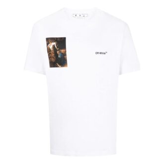 Off-White Men’ s FW22 Character Printing Round Neck Short Sleeve Ordinary Version White T-Shirt Off-White Men’ s FW22 Character Printing Round Neck Short Sleeve Ordinary Version White T-Shirt
