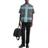 Off-White Men’ s FW22 Classic Logo Full Print Lapel Short Sleeve Loose Fit Black Shirt