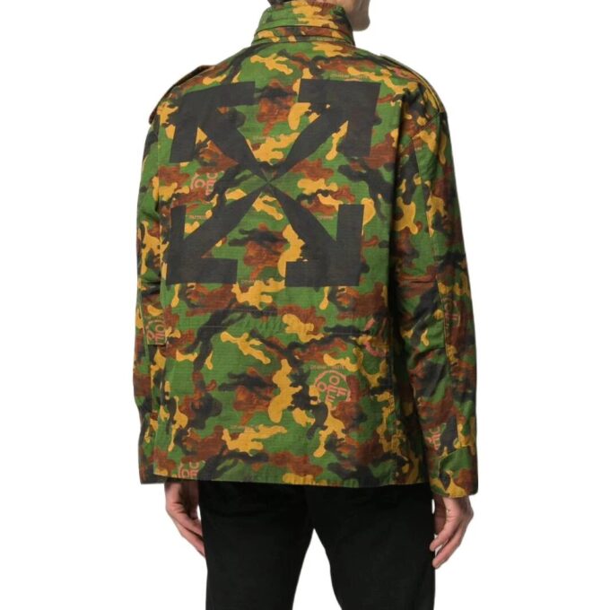 Off-White Men’ s FW22 Classic Military Camouflage Pattern Jacket Green