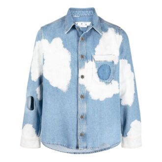 Off-White Men’ s FW22 Clouds Printing Hollow Out Long Sleeves Version Blue Shirt Off-White Men’ s FW22 Clouds Printing Hollow Out Long Sleeves Version Blue Shirt