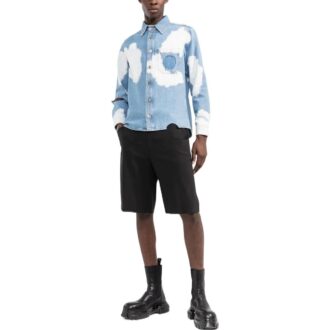 Off-White Men’ s FW22 Clouds Printing Hollow Out Long Sleeves Version Blue Shirt Off-White Men’ s FW22 Clouds Printing Hollow Out Long Sleeves Version Blue Shirt