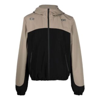Off-White Men’ s FW22 Contrasting Colors Arrow Printing Zipper Hooded Jacket Loose Fit Black Gray Off-White Men’ s FW22 Contrasting Colors Arrow Printing Zipper Hooded Jacket Loose Fit Black Gray