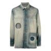 Off-White Men’ s FW22 Hollow Out Single Breasted Jacket Denim Ordinary Version Blue Gray