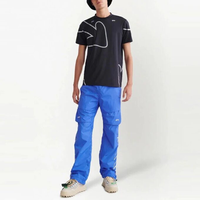 Off-White Men’ s FW22 Logo Arrow Pattern Printing Short Sleeve Slim Fit Black T-Shirt
