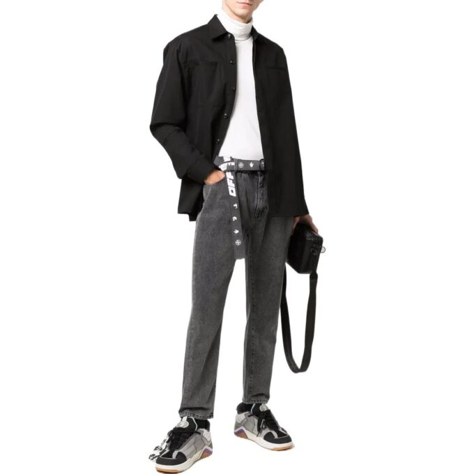 Off-White Men’ s FW22 Logo Embroidered Long Sleeves Jacket Black