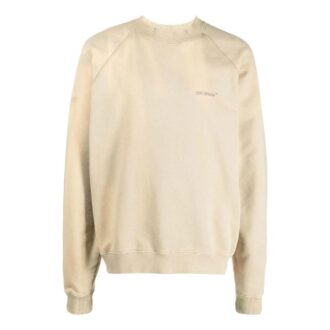 Off-White Men’ s FW22 Logo Embroidered Stripe Round Neck Long Sleeves Beige Off-White Men’ s FW22 Logo Embroidered Stripe Round Neck Long Sleeves Beige