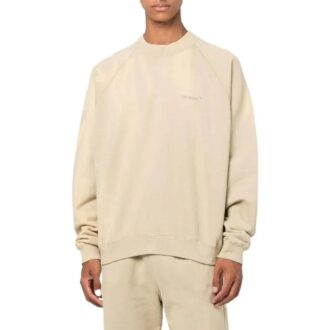 Off-White Men’ s FW22 Logo Embroidered Stripe Round Neck Long Sleeves Beige Off-White Men’ s FW22 Logo Embroidered Stripe Round Neck Long Sleeves Beige