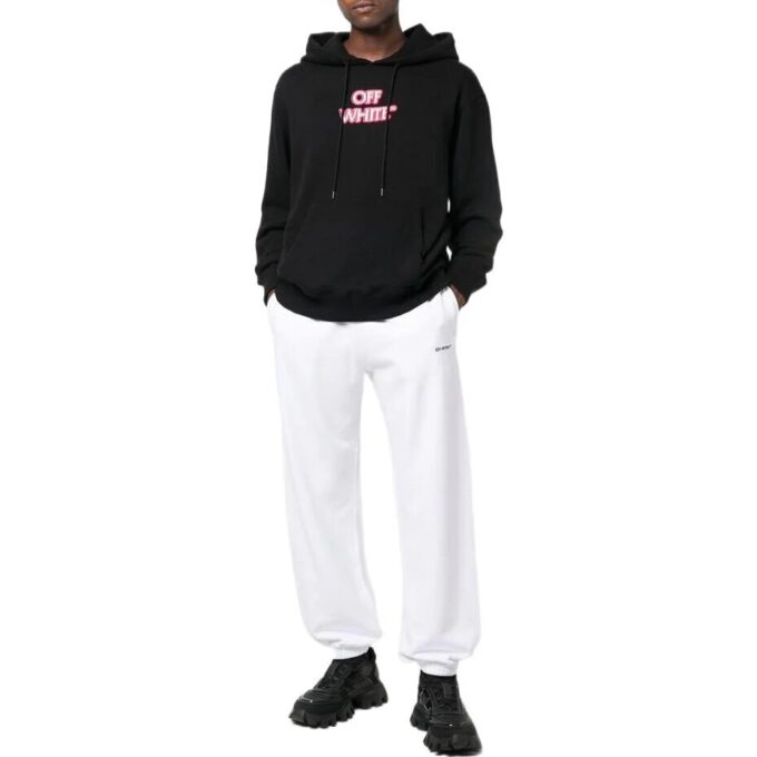 Off-White Men’ s FW22 Logo Printing Bundle Feet Sports Pants/Trousers/Joggers Version White