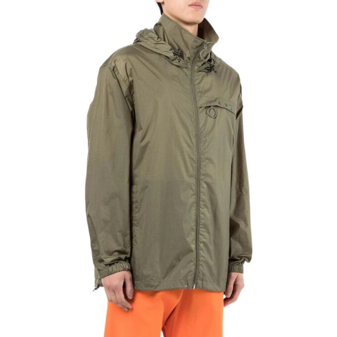 Off-White Men’ s FW22 Logo Printing Mid-Length Trench Coat Jacket Green