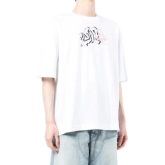 Off-White Men’ s FW22 Logo Printing Round Neck Pullover Short Sleeve Loose Fit White T-Shirt Off-White Men’ s FW22 Logo Printing Round Neck Pullover Short Sleeve Loose Fit White T-Shirt