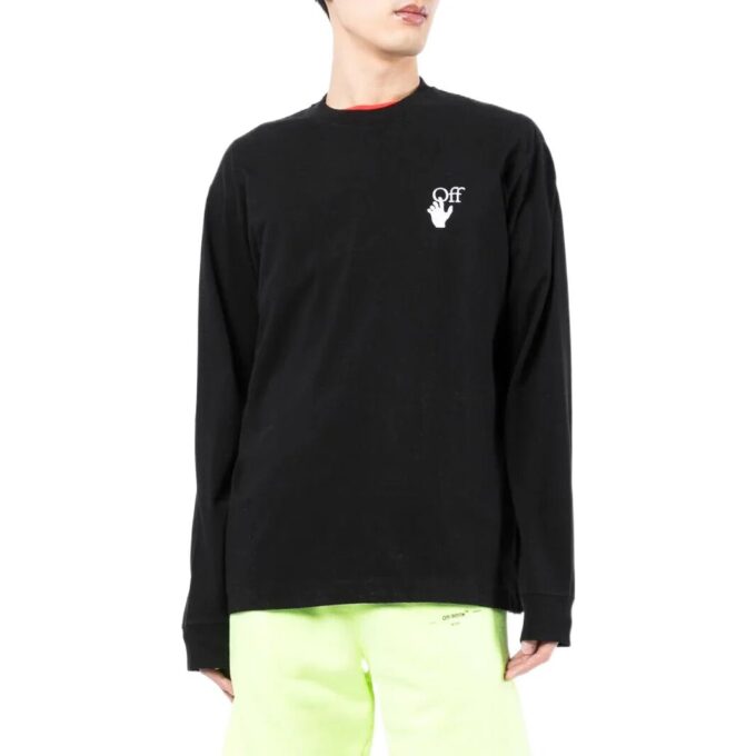 Off-White Men’ s FW22 Logo Round Neck Long Sleeves Version Black