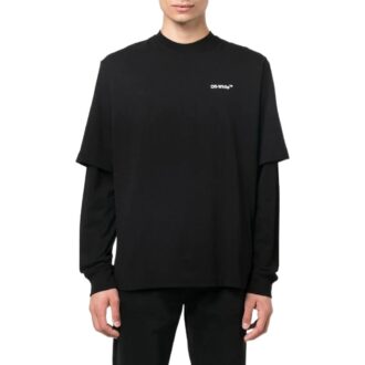 Off-White Men’ s FW22 Painting Printing Casual Long Sleeves Loose Fit Black T-Shirt Off-White Men’ s FW22 Painting Printing Casual Long Sleeves Loose Fit Black T-Shirt
