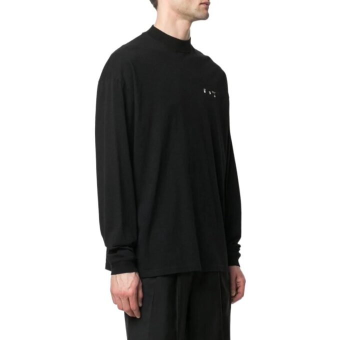 Off-White Men’ s FW22 Pattern Logo Printing Long Sleeves Version Black