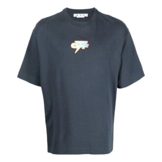 Off-White Men’ s FW22 Pattern Printing Round Neck Short Sleeve Loose Fit Navy Blue T-Shirt Off-White Men’ s FW22 Pattern Printing Round Neck Short Sleeve Loose Fit Navy Blue T-Shirt
