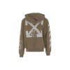 Off-White Men’ s FW22 Sleeve Pattern Printing Long Sleeves Zipper Loose Fit Military Green