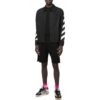 Off-White Men’ s FW22 Sleeve Side Stripe Design Lapel Zipper Jacket Black