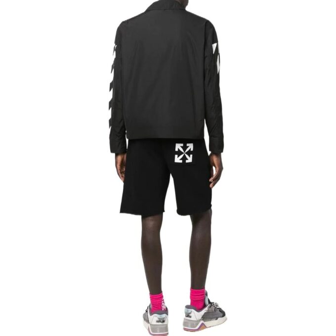 Off-White Men’ s FW22 Sleeve Side Stripe Design Lapel Zipper Jacket Black