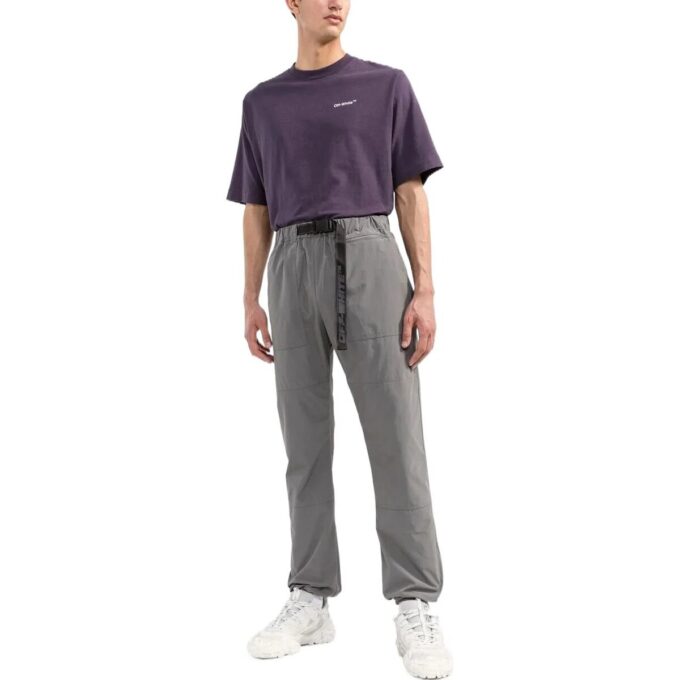 Off-White Men’ s FW22 Solid Color Belt Casual Long Pants/Trousers Gray