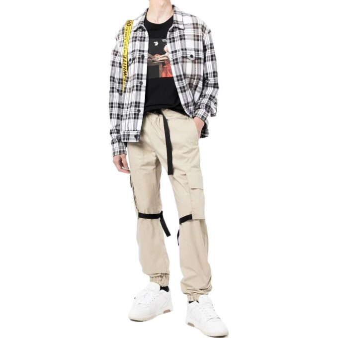 Off-White Men’ s FW22 Solid Color Big Pocket Lacing Casual Pants/Trousers Version Beige