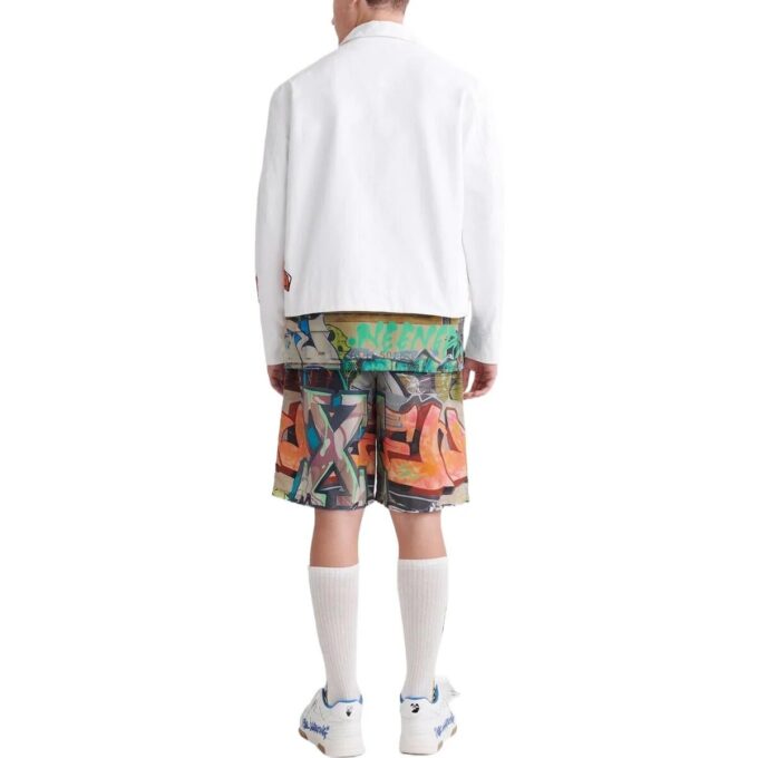 Off-White Men’ s FW22 Solid Color Casual logo Printing White Jacket