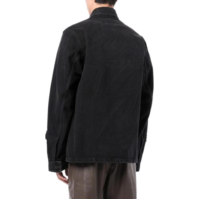 Off-White Men’ s FW22 Solid Color Casual Long Sleeves Denim Black Shirt
