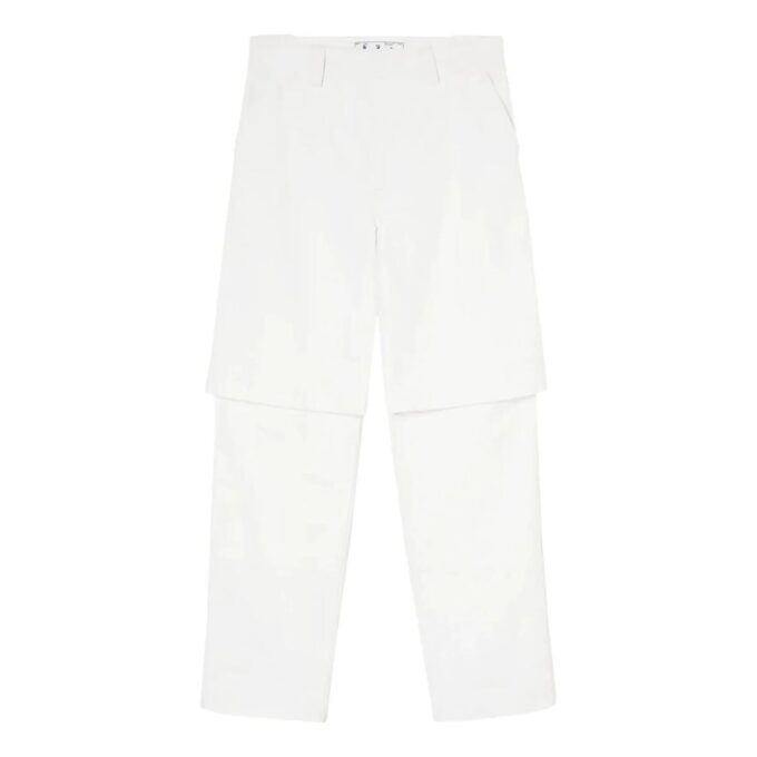 Off-White Men’ s FW22 Solid Color Casual Pants/Trousers Loose Fit White