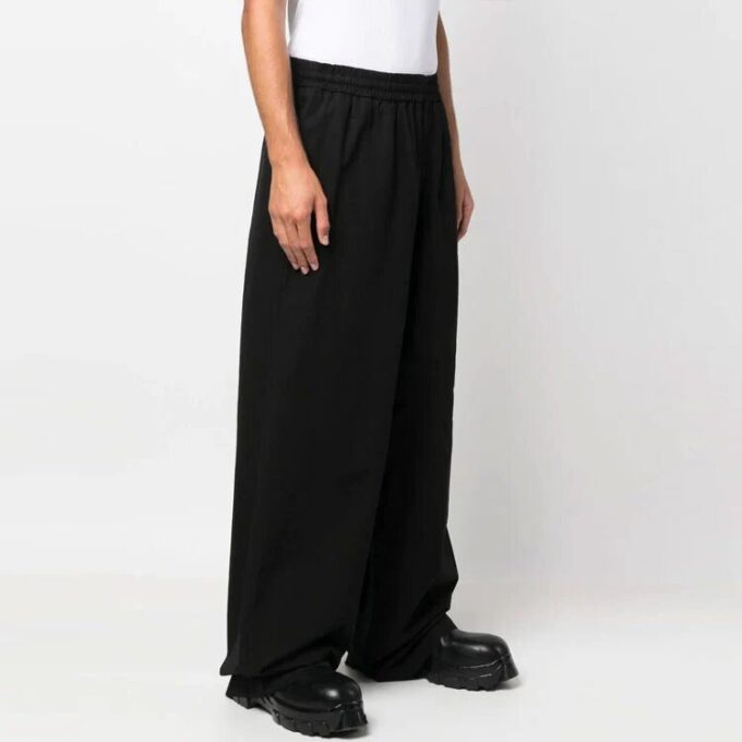 Off-White Men’ s FW22 Solid Color Logo Embroidered Casual Pants/Trousers Loose Fit Black