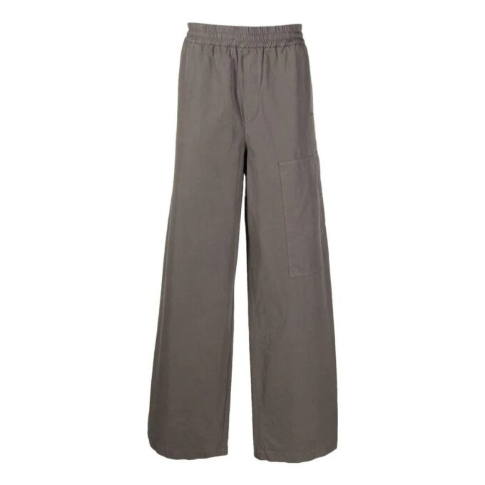 Off-White Men’ s FW22 Solid Color Logo Embroidered Casual Pants/Trousers Loose Fit Gray