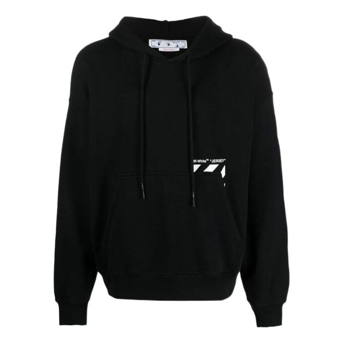 Off-White Men’ s FW22 Solid Color Logo Printing Drawstring Autumn Black