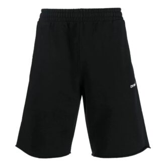 Off-White Men’ s FW22 Solid Color Logo Printing Elastic Waistband Sports Shorts Ordinary Version Black