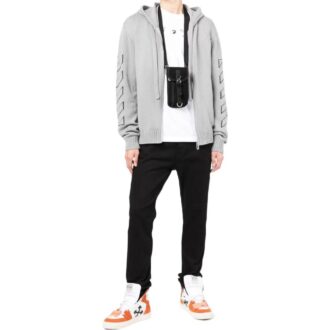 Off-White Men’ s FW22 Solid Color Logo Printing Pullover Hooded Jacket Version Light Grey Off-White Men’ s FW22 Solid Color Logo Printing Pullover Hooded Jacket Version Light Grey