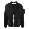 Off-White Men’ s FW22 Solid Color Logo Webbing Zipper Jacket Black
