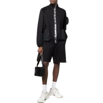 Off-White Men’ s FW22 Solid Color Logo Webbing Zipper Jacket Black