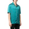 Off-White Men’ s FW22 Solid Color Minimalistic Satin Short Sleeve Blue Shirt