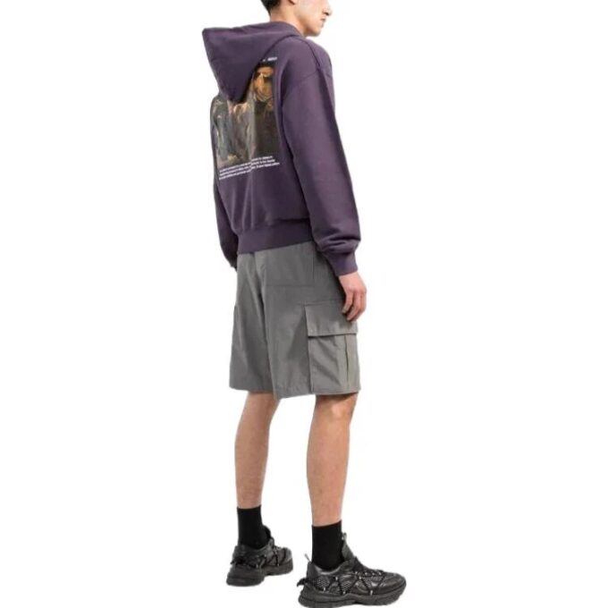 Off-White Men’ s FW22 Solid Color Multiple Pockets Belt Casual Shorts Gray