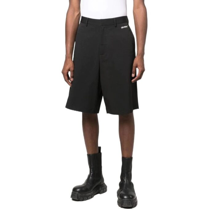Off-White Men’ s FW22 Solid Color Pattern Printing Straight Shorts Black