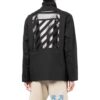 Off-White Men’ s FW22 Solid Color Pocket Zipper Back Printing Black Jacket